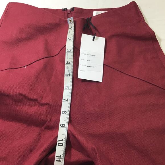 UNIQUE VINTAGE S 4 burgundy high waist pin tuck retro style jeans NWT B81 - Picture 7 of 8